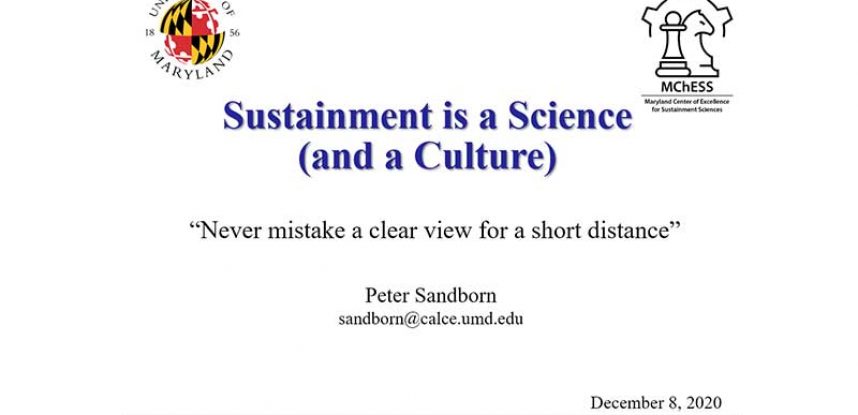 Peter Sandborn: Sustainment is a Science (and a Culture)